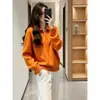 Suéter de Punto con Cuello Solapa Estilo Holgado Perezoso Naranja Pulóver Año Otoño Invierno Nuevo Primavera Top Ropa para Mujer