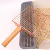 Pá para areia de gato cabo de madeira grande pá para cocô de gato metal aço inoxidável pá para cocô ferramenta especial de limpeza para gato de tofu animal de estimação
