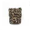 Nova Touca de Baseball de Terry com Estampa de Leopardo para Outono e Inverno com Orelhas, Fofa, Quente, Versátil, Moda de Rua, Boné Bico de Pato