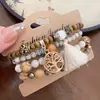 Acessório de Férias: Pulseira Multicamadas de Cristal com Contas Coloridas e Miçangas de Arroz, Joia de Mão Boêmia Luxuosa e de Alta Qualidade
