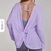 Playera delgada de yoga para principios de otoño para mujer, sexy con espalda retorcida, deportiva de manga larga, blusa suelta, cómoda, transpirable, ropa de fitness