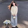 Conjunto de Dos Piezas para Niña Primavera y Otoño 2026: Sudadera de Manga Larga y Pantalones de Mezclilla Casuales de Corte Holgado, Conjunto Único de Dos Piezas para Niños