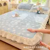 Funda de Cama Acolchada de Encaje Grueso Leche Polar Estilo Fresco Protector de Colchón Forrado de Polar Individual Pieza 4