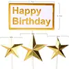 Decoración Cuadrada Tridimensional para Pastel Cumpleaños Pastel Estrella de Cinco Puntas Suministros Estrella de Cinco Puntas Inserto para Pastel