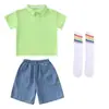 Fantasias de Cheerleading para Performance Infantil, Fantasias de Dança Arco-Íris para Crianças Pequenas, Conjunto de Uniformes para Reunião Esportiva Escolar