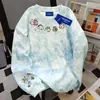 Nueva Sudadera Redonda Tie-Dye Estilo Americano Linda con Estampado de Crayon Shin-Chan para Mujer, Versátil Top Estilo Perezoso para Otoño e Invierno