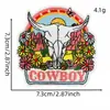 Patches bordados coloridos contrastantes em estilo western, cacto, cabeça de touro, patches de bota de cowboy, emblemas bordados, acessórios para vestuário
