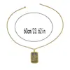 Collar de insignia militar repujada con borde negro exclusivo transfronterizo, acero inoxidable, lujo ligero, collar versátil de acero de titanio para hombre