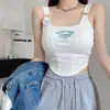 Nueva Camisola Pequeña Bordada con Letra para Mujer Interior de Algodón Chica Sexy Chica Picante Ropa de Abrigo Ajustada Superior