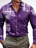 Camisa masculina de manga comprida, design fresco e estiloso, camisa masculina estampada com padrão de pinceladas em preto e branco, clássico preto e branco