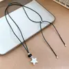Colar de resina com zircônia em formato de coração, flor, estrela, geométrico estilo coreano, corrente para suéter de luxo leve, acessório moderno e elegante