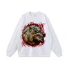 Guochao High Street Wolf Print Old T-shirt de manga curta Masculino e Feminino Loose Retro oversize Base Meia manga Top