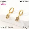 Pendiente de Letra Completa de Diamante PVD Dorado Acero de Titanio Pendientes Nicho Europeo y Americano Lujo Ligero Circonita Incrustada Ear Cuff Mujer Transfronterizo