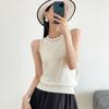 COS Estilo Chanel Elegante Minimalista Lã Linho Sem Mangas Gola Redonda Tricô Colete Feminino Verão Fino Top