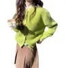 Diseño de Botones Coloridos Estilo Coreano, Cárdigan de Punto Casual Estilo Occidental para Mujer, Nueva Chaqueta Suéter Corta Suelta Suave y Cera para Otoño e Invierno