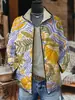 2025 Sitio Independiente Transfronterizo Temu Moda Femenina Chaqueta Acolchada de Algodón Estampado Digital Floral Chaqueta de Algodón para Mujer F249