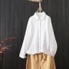 Camisa Bordada com Linha de Traço Feminina 2025 Nova Coleção Primavera Design Estilo Coreano Top Chique Suave
