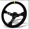Volante Modificado de Cuero Gamuza Esmerilada, Estilo Racing, Resistente, Engrosado, Volante de 14 pulgadas