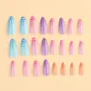 Unhas Usáveis de Bolinhas Degradê Manicure Dopamina Fresca Estilo Verão Longas Amêndoa Rosa Azul Roxo Laranja Degradê Unhas Postiças