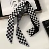 Bufanda Larga de Seda de 140 cm Estilo Nuevo Ins Bufanda Estrecha para el Cuello Bufanda de Seda para Mujer Lunares Cuadros Cinta Pañuelo para la Cabeza Lazo para el Cabello Cinturón