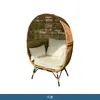 Silla de Ratán para Ocio al Aire Libre Silla Huevo de Ratán Tejida en Hierro Estilo Europeo Mueble de Silla de Ocio al Aire Libre para Hotel Villa Jardín Casa de Huéspedes