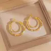 Europa y Estados Unidos transfronterizos franceses alta gama sentido único doble anillo pendientes de anillo diseño de nicho atmósfera de moda pendientes al por mayor