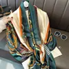 Lenço de Novo Estilo para Mulheres, Primavera e Outono, Lenço Longo de Seda para Combinar com Casaco, Lenço Longo de Cetim, Xale com uma Vibe Coreana
