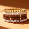 Joyería Europea y Americana Transfronteriza Joyería de Mano Colorido Cerámica Blanda Retro Elegante Colorido Perla Cerámica Blanda Pulsera Pulsera Amor 5 Piezas
