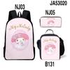 Bolsa de Hombro Periférica Sanrio Meridian con Estampado Nuevo 3D, Bolsa para el Almuerzo, Estuchera, Set de Tres Piezas, Mochila Escolar para Hombres y Mujeres Estudiantes