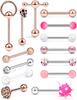 Conjunto de 14 peças de piercing de língua de aço inoxidável Amazon Hot Straight Rod Mixed 4 cores opcionais Anel de língua Piercing Joias para venda rápida