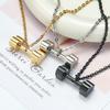 Colgante de pesa de acero inoxidable para hombres y mujeres estilo europeo y americano, fitness deportivo, titanio, acero, colgante de collar, joyería dominante, suministro directo de fabricantes