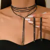 Joyas de Venta Caliente Transfronterizas Europeas y Americanas Collar de Cadena Sencilla Larga Hueso de Serpiente Diseño de Estilo Fresco Collar Multicapa con Borlas