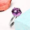 Anillo de Plata con Amatista Natural para Mujer Púrpura Moda Personalizado Corazón Anillo de Plata Boca Viva