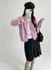 Suéter falso de duas peças para mulheres, caimento solto, gola redonda, novo estilo suave de outono, casaco de tricô, top casual japonês e coreano