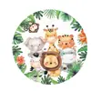Decoração de Festa de Aniversário de Animais da Selva Transfronteiriça Suprimentos para Festa de Zoológico Prato de Papel Copo de Papel Toalha Bandeirola