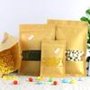 Bolsas de Embalaje de Papel Kraft con Fondo Plano y Ventana, Bolsas Auto-Sellables para Alimentos, Bolsas para Empaque de Snacks, Bolsas de Muestra, Bolsas Selladas de Plástico