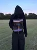 Sudadera Holgada Retro Elegante de Otoño e Invierno Sudadera con Capucha Estampada Estilo Callejero Americano Nuevo Estilo Oscuro Ins Transfronterizo