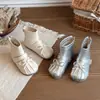 Botas de Cuero para Niñas 2026 Otoño Nuevo Estilo Punta Dividida Lazo Retro Botines Cortos Estilo Coreano Versátil Estilo Ballet Botas Martin