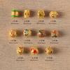 Pulsera de cuentas huecas retenedoras de color dorado francés antiguo, cuentas de barril con incrustaciones de jade, DIY, accesorios para pulseras de cuerda de mano, suministro al por mayor