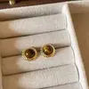 Brincos de pedra olho de tigre vintage Maillard design de nicho únicos 2023 novos brincos de alta qualidade para mulheres