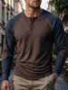 Sudadera casual estilo americano para comercio exterior transfronterizo europeo y americano, con patrón de gofres, bloques de color, manga larga, cuello redondo con dos botones