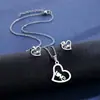 Colar com pingente de coração Love Love brincos de tarraxa conjunto para moda feminina corrente de clavícula em forma de coração colar transfronteiriço joias presente de Dia dos Namorados
