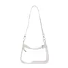Bolsa feminina de PVC cor de doce, lançamento 2025, bolsa de gelatina transparente, textura da moda, bolsa de ombro moderna, bolsa de ombro elegante