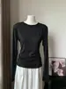 Top casual de manga larga con protección solar para mujer para primavera, verano y otoño, ligero y ligeramente transparente, adecuado como camisa para aire acondicionado o capa exterior, camiseta básica simple y elegante