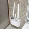 Cepillo para Inodoro Cepillo para el Hogar Sin Ángulos Muertos 360 Grados Universal Doble Cabezal de Cepillo Silicona Montado en la Pared Artefacto de Limpieza para Baño