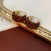 Pendientes Redondos con Estampado de Leopardo, Forma de U, Recubrimiento Maillard, Modernos, Retro, Sencillos, Versátiles, Elegantes y de Alta Gama
