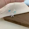 Azul Océano Fresco y Elegante Cadena para Clavícula Colgante Botella de Deriva Estrella y Luna de Gama Alta para Mujer con Diseño Único Collar Estilo Marino