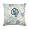 2026 Nova Fronha de Verão com Tema Oceânico Estampa de Linho Capa de Almofada para Sofá Amazon Home Capa de Almofada para Quarto