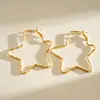 Pendientes de Aro con Estrella Electrochapados en Oro Real de 18 Quilates Estilo Europeo y Americano, Pendientes Huecos Exagerados de Moda, Accesorios para Orejas de Gama Alta Nicho