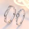 Anillos de Plata Estilo Coreano para Pareja con Incrustaciones de Circonita, Anillos Plateados de Moda para Hombres y Mujeres, Regalos Creativos de Joyería, Dropshipping